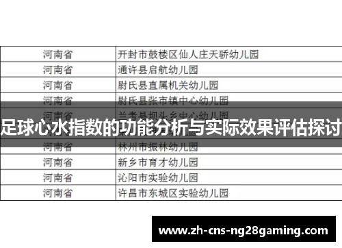 足球心水指数的功能分析与实际效果评估探讨 足球心水指数的功能分析与实际效果评估探讨